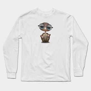 Cute Nerdy Turtle Wearing Glasses Long Sleeve T-Shirt